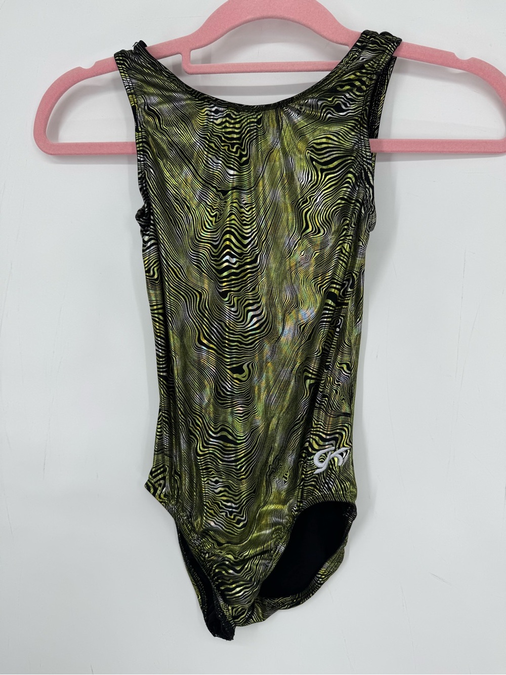 GK Gymnastics Dance Leotard Green Black Metallic Competition Practice Size Small